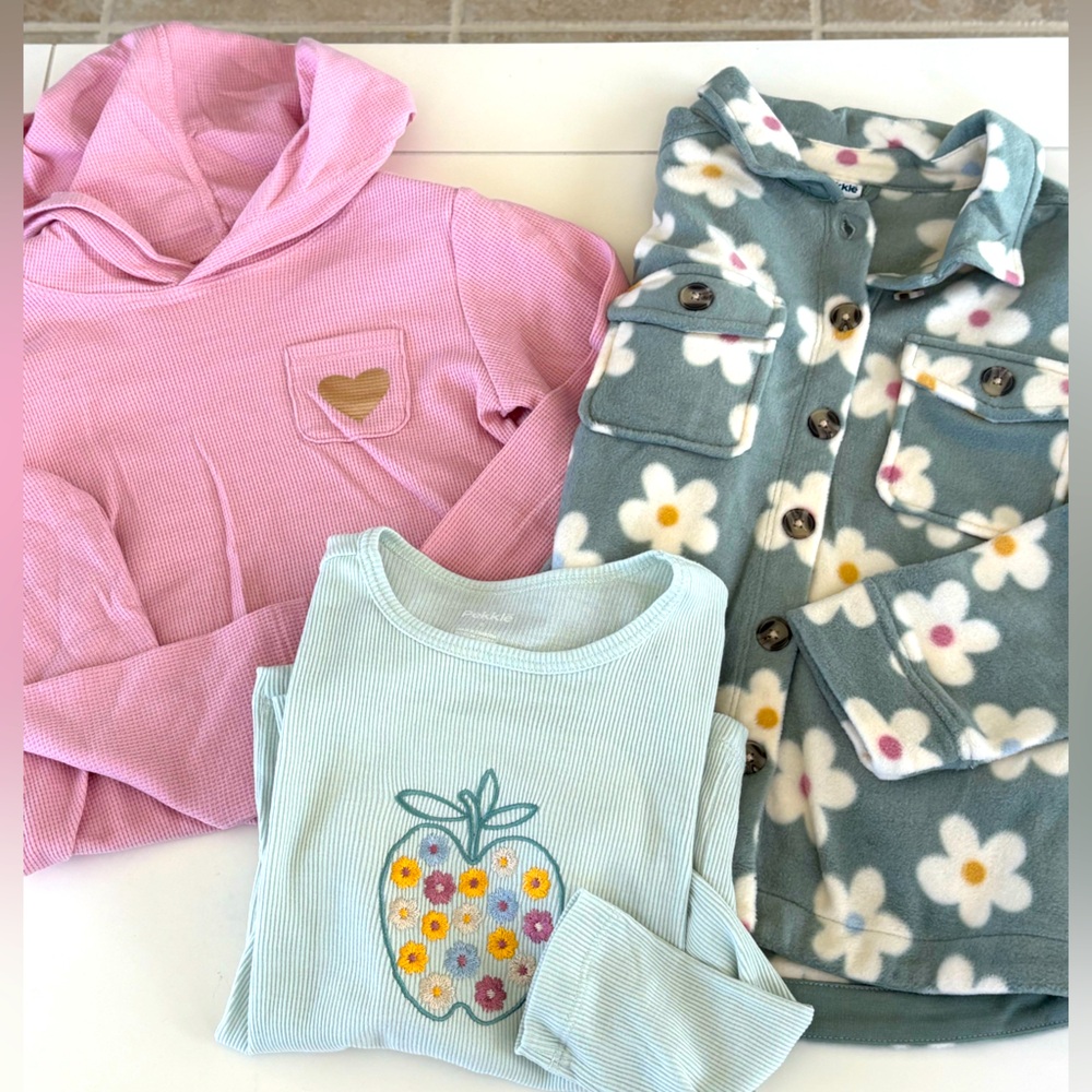 Pink Hoodie and Floral Tops Set  children’s size 6. NWT